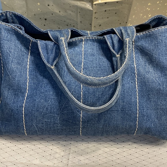 PRADA Canapa Large Denim Tote Hand Bag and Cards - Picture 6 of 13